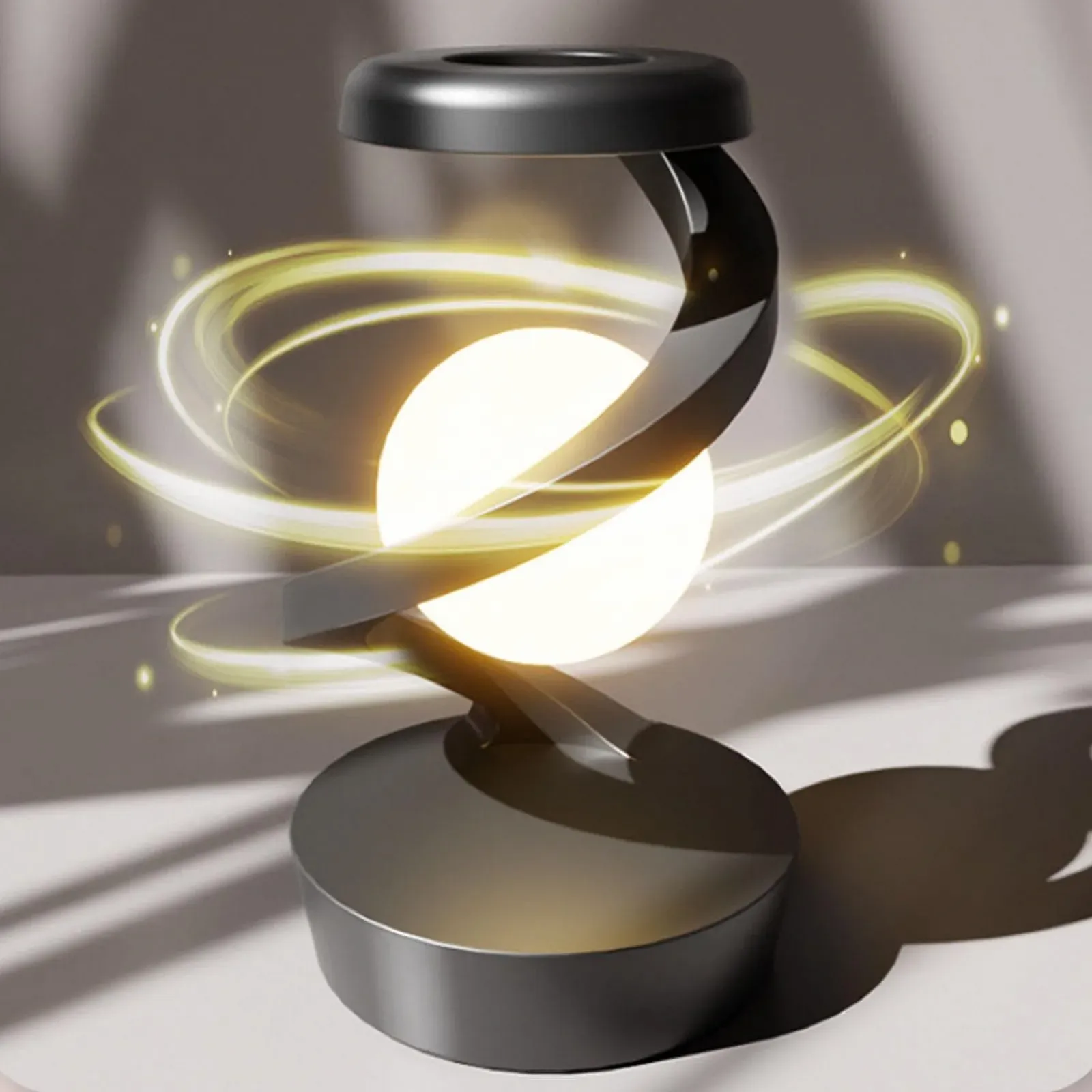 Настільна лампа Hyuduo Spiral Bedside Lamp левітація 3D LED акумуляторна USB-C сіра, фото №2