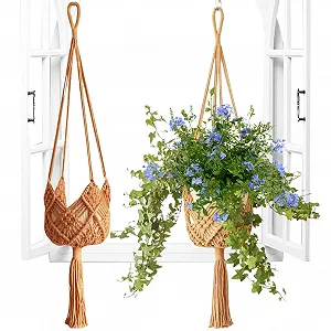 Підвіси для рослин макраме Джутові Набір із 2 шт. - Фото 1
