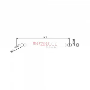 Тормозной шланг METZGER 4113680 для OPEL, задний мост слева, задний мост справа - Фото 1