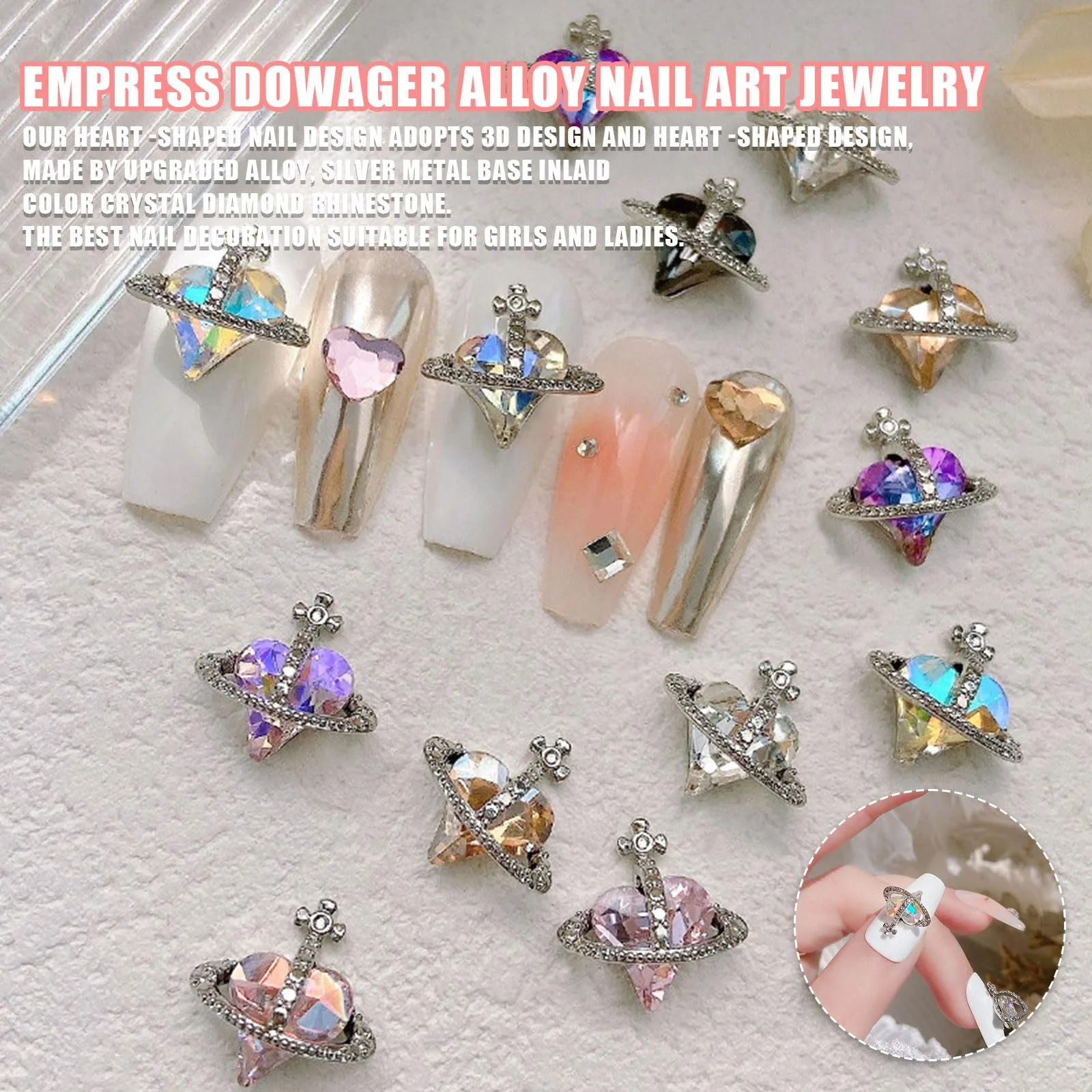 Планети, Набір з 27 шт. Підвіски для нігтів у формі Сатурна, фото №3