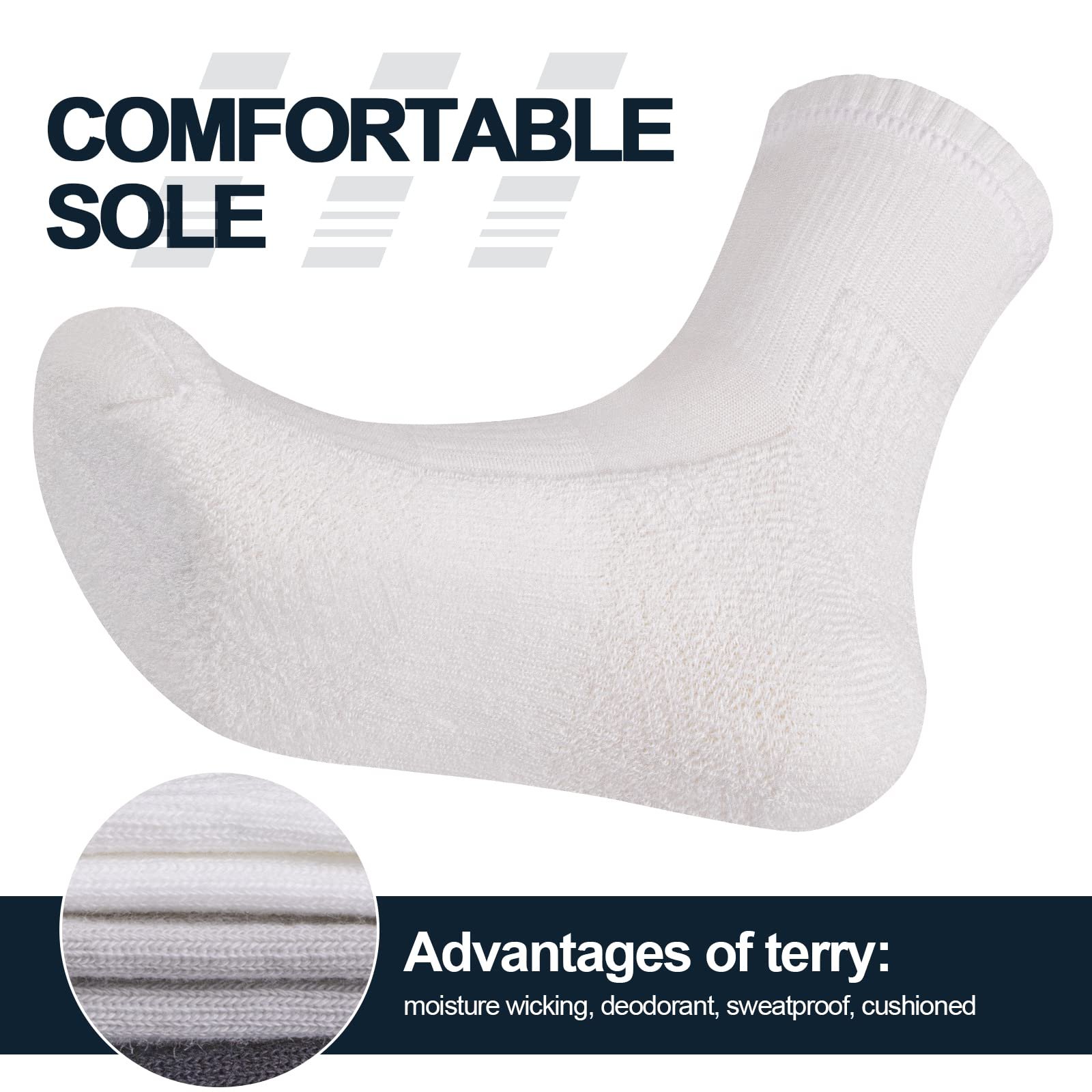 Носки YUEDGE Спортивные Женские 5 пар (Черный/Белый), фото №4