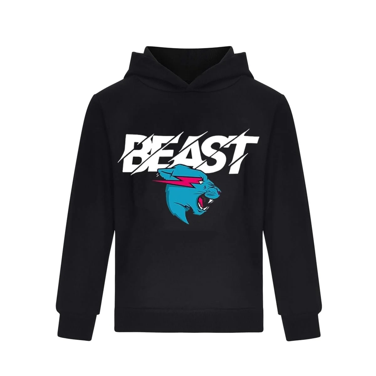 Дитяче худі з графікою звіра Чорний Легкий з довгими рукавами Толстовка для хлопчиків, фото №1