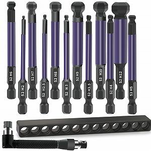 Набір Головка кульова Шестигранна викрутка Bit 75 мм 1/4 дюйма Магнітна Шестигранна насадка Ударні Гайковерт вставки Набір 2/2.5/3/4/5/6/8/10/12 мм S2 Кульовий кінець Шестигранний Набір шестигранних ключів - Фото 1