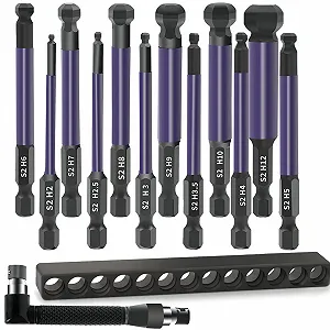 Набір Головка кульова Шестигранна викрутка Bit 75 мм 1/4 дюйма Магнітна Шестигранна насадка Ударні Гайковерт вставки Набір 2/2.5/3/4/5/6/8/10/12 мм S2 Кульовий кінець Шестигранний Набір шестигранних ключів - Фото 1