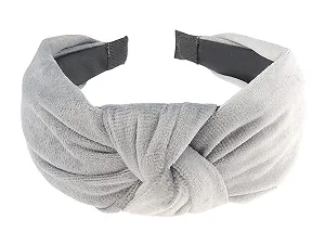 Обруч на голову Бархатный Серый Широкий Узел Glamour Girlz Зимний - Фото 1