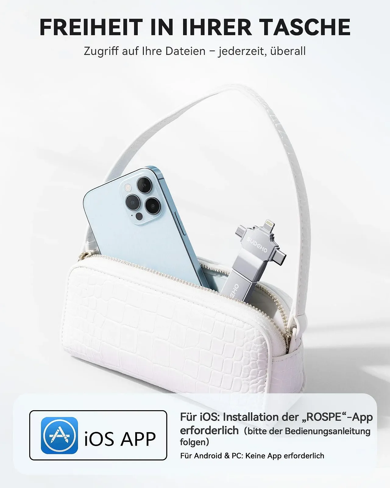 USB-флеш-накопичувач SUDEHO 256GB MFi Certified 4 in 1 USB 3.0 Сріблястий, фото №6 USB-флеш-накопичувач SUDEHO 256GB MFi Certified 4 in 1 USB 3.0 Сріблястий, фото №6