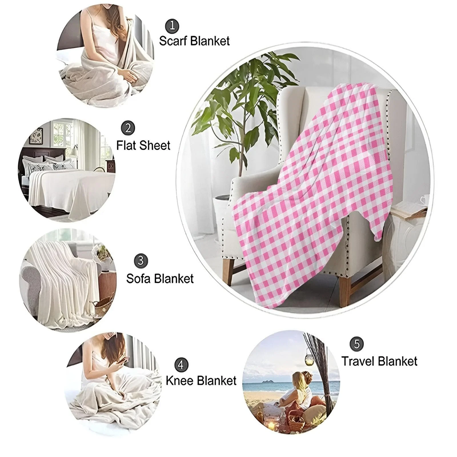 Плед Фланелевий Однотонний Квадратний Рожевий 180 x 220 см, фото №2