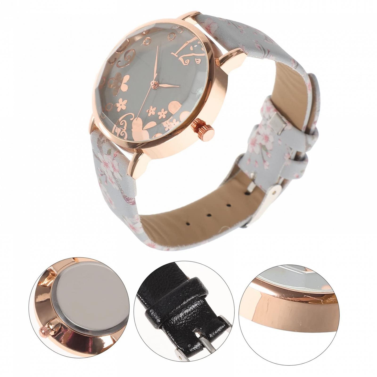 Кварцовий годинник PartyKindom Жіночий годинник зі шкіряним ремінцем Рожевий, фото №4