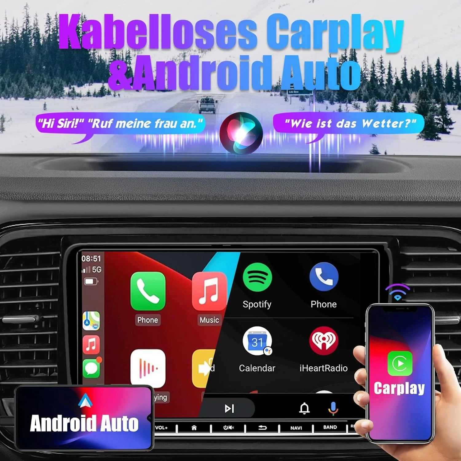 Штатна автомагнітола SEMAITU для VW Golf 5 6 Passat Polo Skoda Tiguan Seat / 9" / Сенсорна / 2/32Гб / Android 12 / Apple CarPlay / Android Auto / Bluetooth / WI-FI / GPS / USB, фото №3 Штатна автомагнітола SEMAITU для VW Golf 5 6 Passat Polo Skoda Tiguan Seat / 9" / Сенсорна / 2/32Гб / Android 12 / Apple CarPlay / Android Auto / Bluetooth / WI-FI / GPS / USB, фото №3