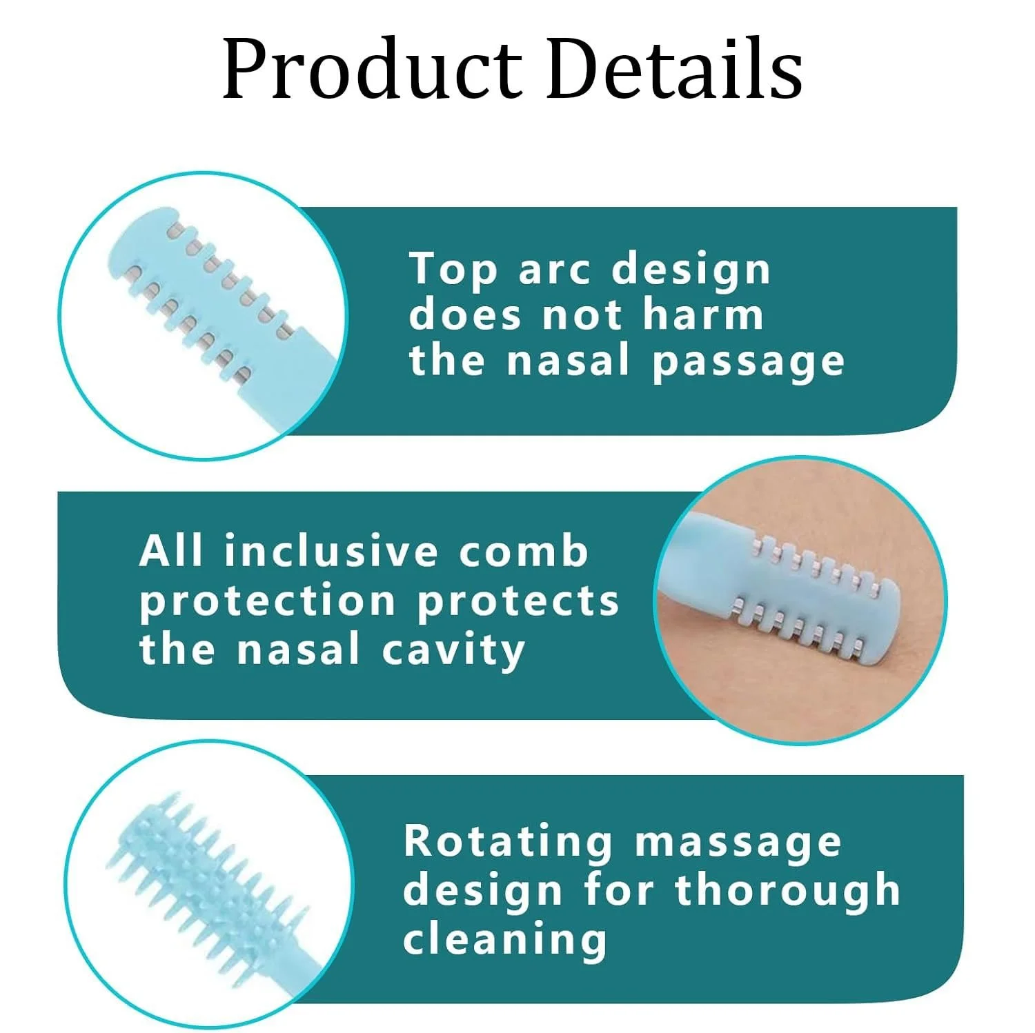 Набір Bkemkri 5 шт. 2 в 1 Тример для носа, Подвійний ніж для носового волосся, Портативний ручний 360° Обертовий, фото №3