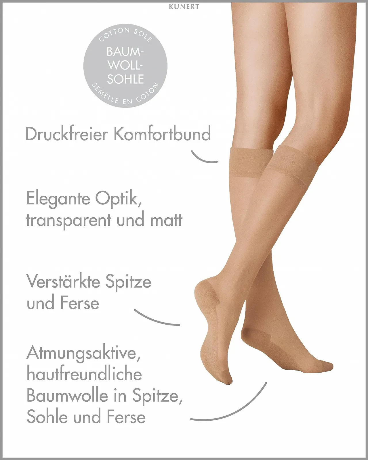 Женские гольфы KUNERT Cotton Sole 20 Denier, фото №2 Женские гольфы KUNERT Cotton Sole 20 Denier, фото №2