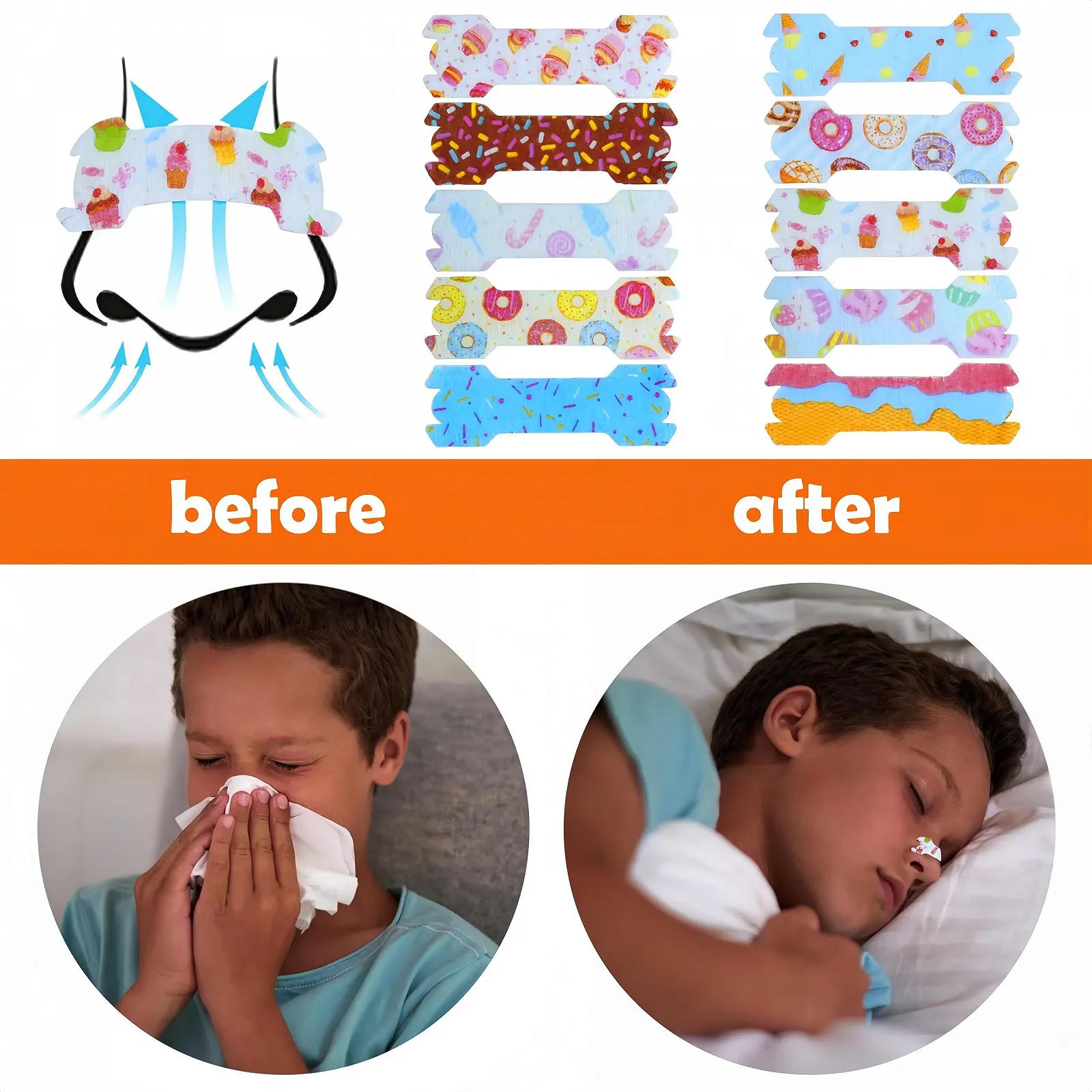 Смужки для носа Дитячі, від хропіння, для дихання, фото №4