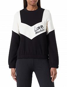Свитшот Love Moschino Regular Fit Женский С длинными рукавами Круглый вырез С контрастными цветными вставками на рукавах и итальянским логотипом - Фото 1