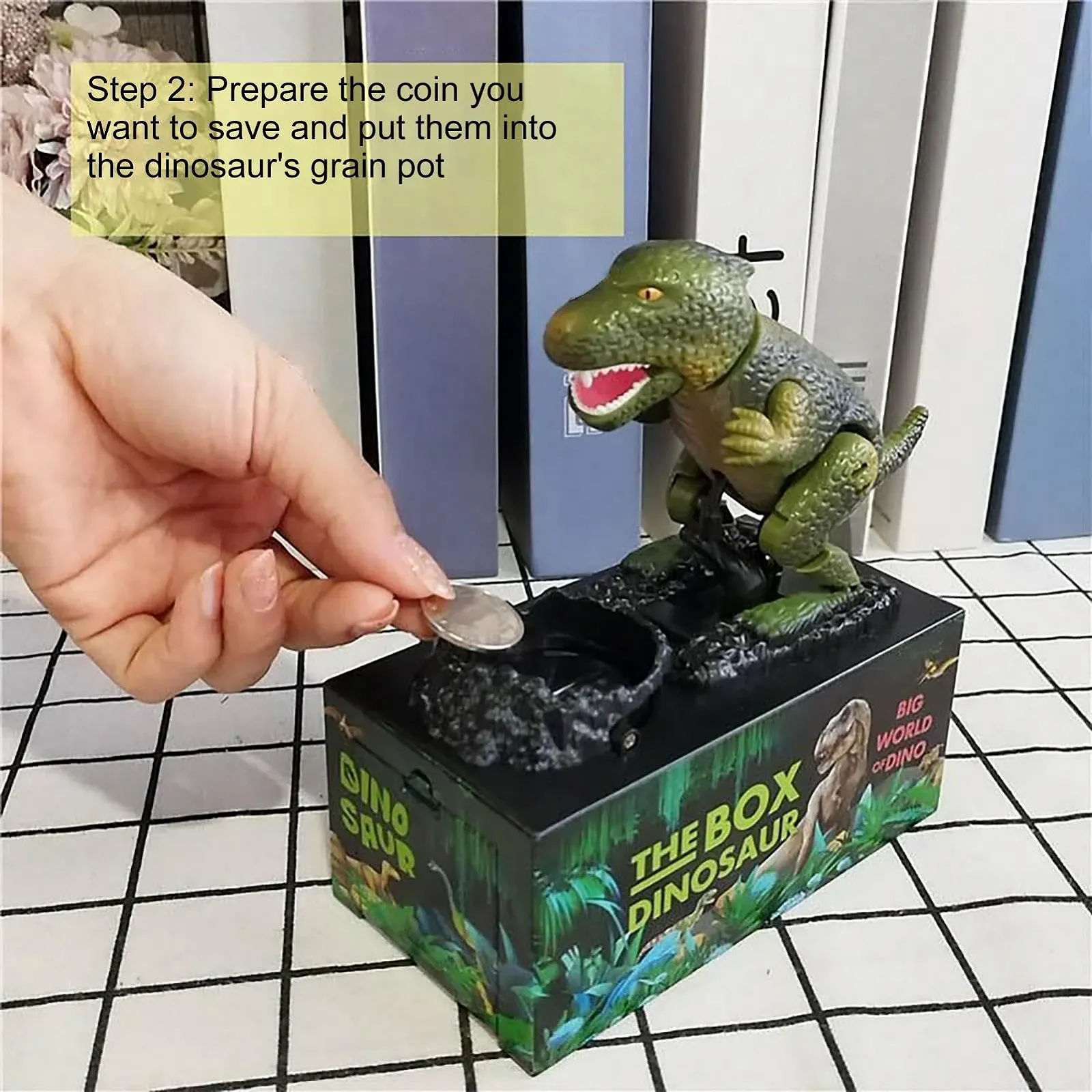 Скарбничка електронна музична Dinosaur Figure Cash Box фігурка динозавра для дівчаток, фото №7