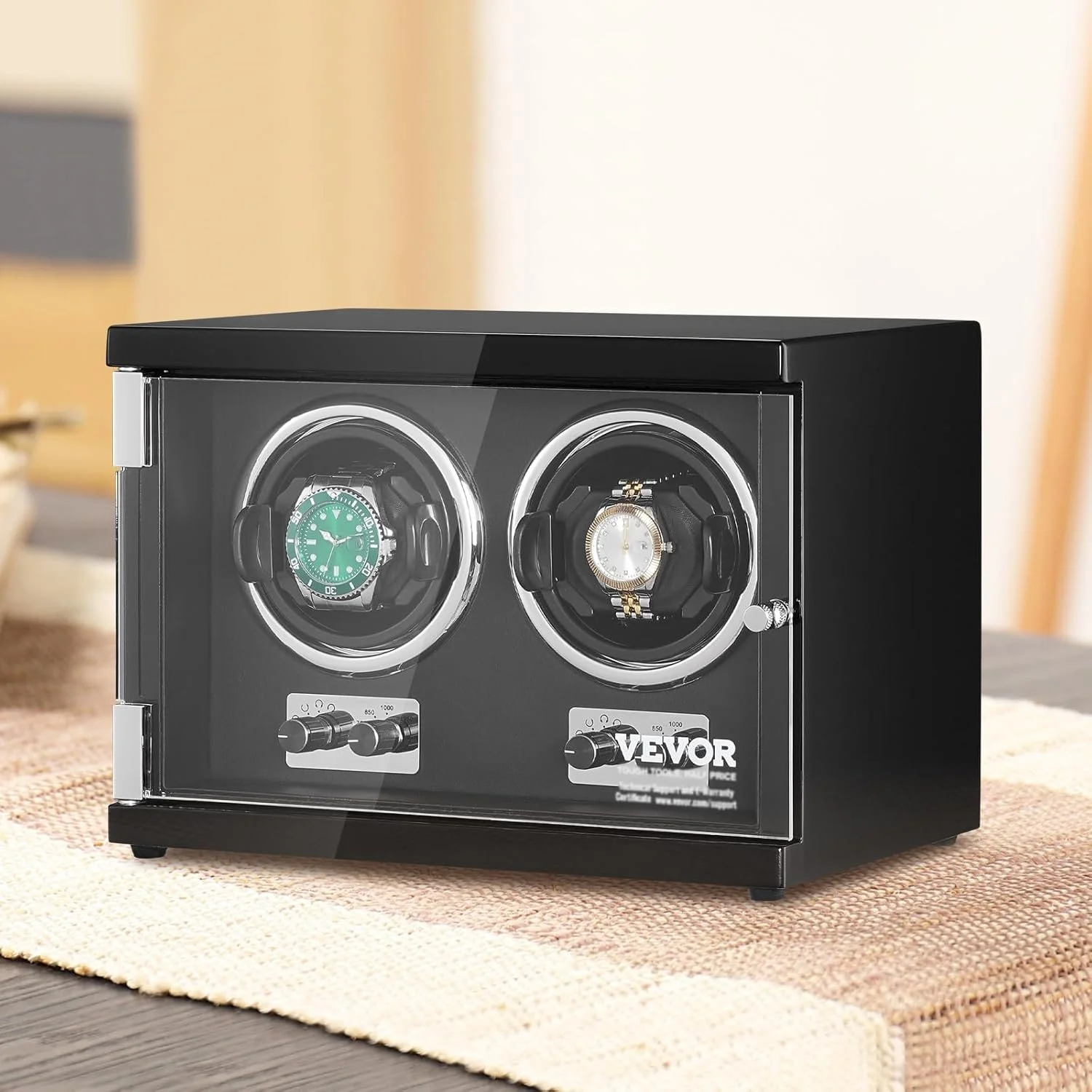 Двойная автоматическая шкатулка для подзавода часов VEVOR 10L1201B Black, фото №2