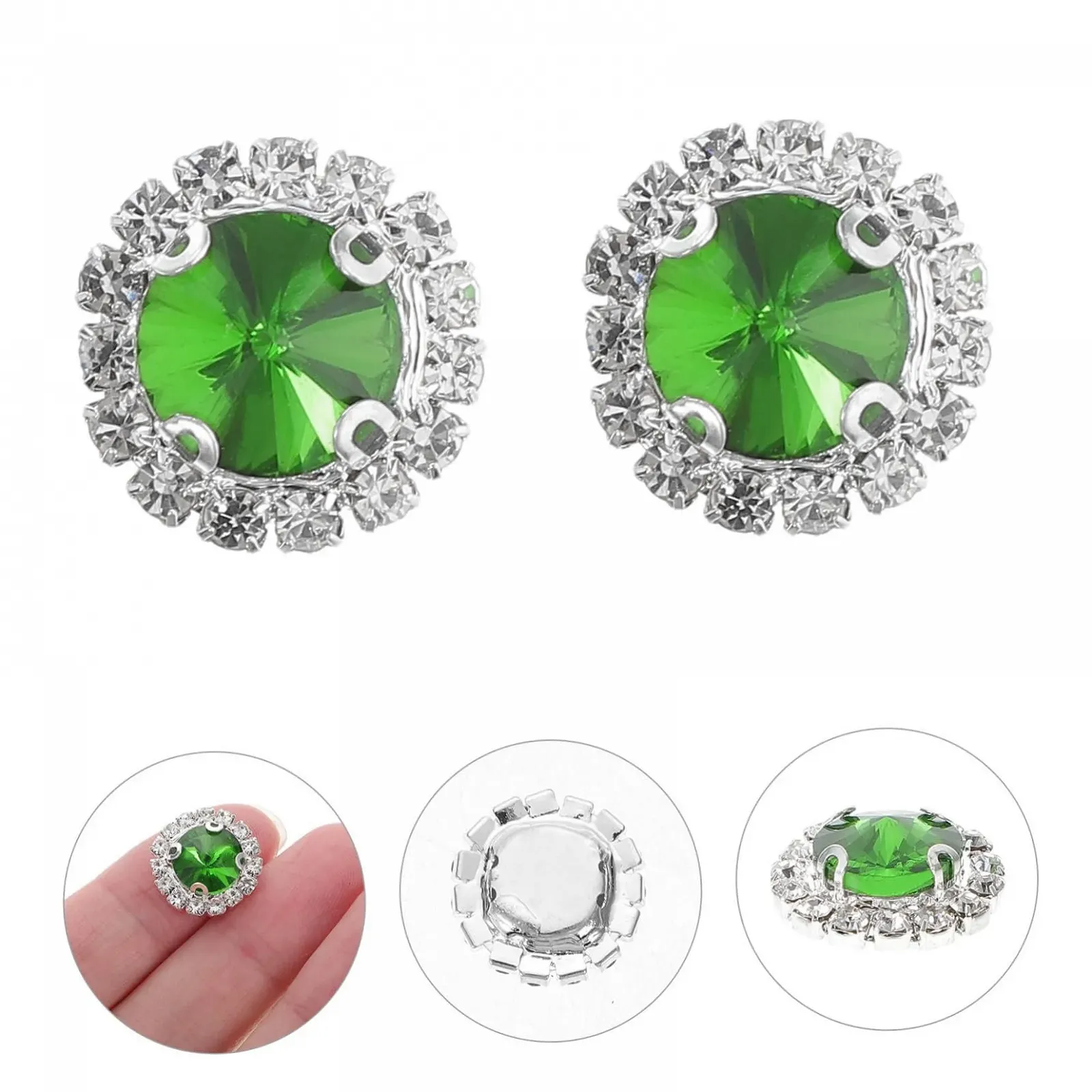 Стрази SEWACC Плоскі Зелені 20 шт. для рукоділля, штучні діаманти з плоскою задньою стороною для весільної дівич-вечірки, виготовлення ювелірних виробів, фото №7