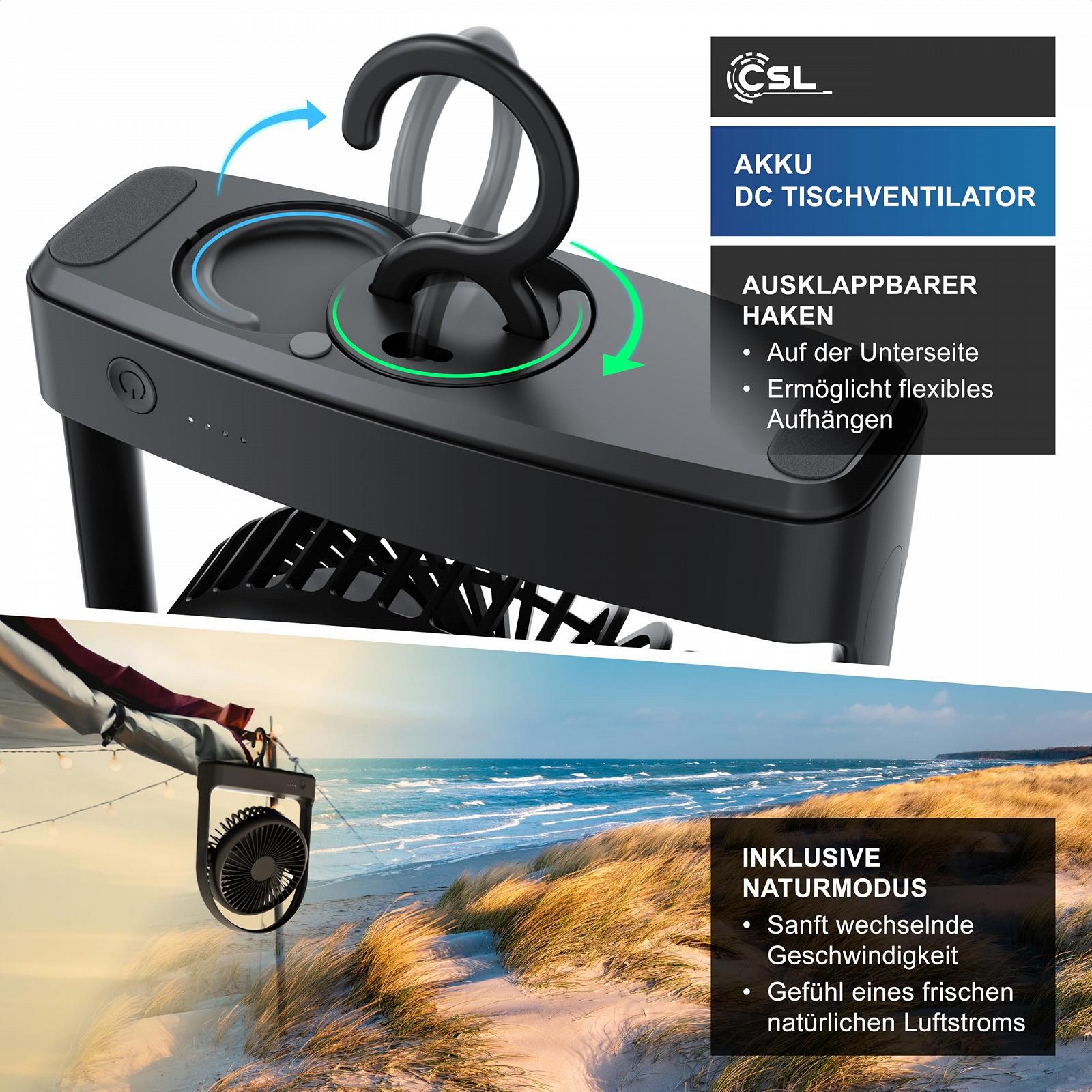 Настольный вентилятор CSL аккумуляторный Mini USB DC Motor Brushless Silent 4000mAh Li-ion, фото №4