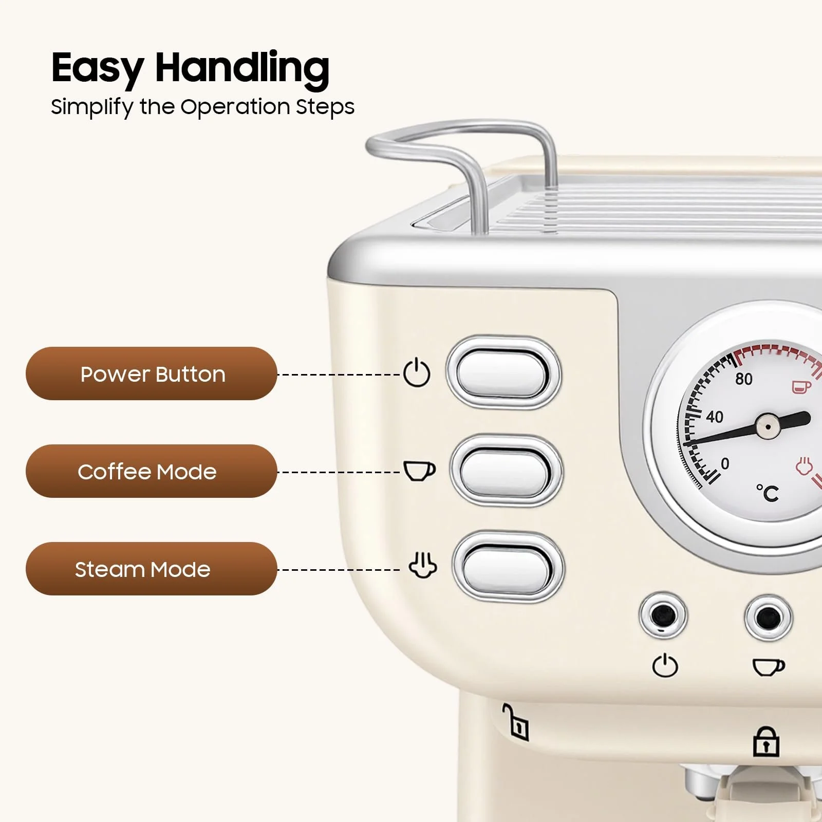 Полуавтоматическая эспрессо-кофеварка 1.05 кВт 20 бар 1.5 л с капучинатором, фото №6