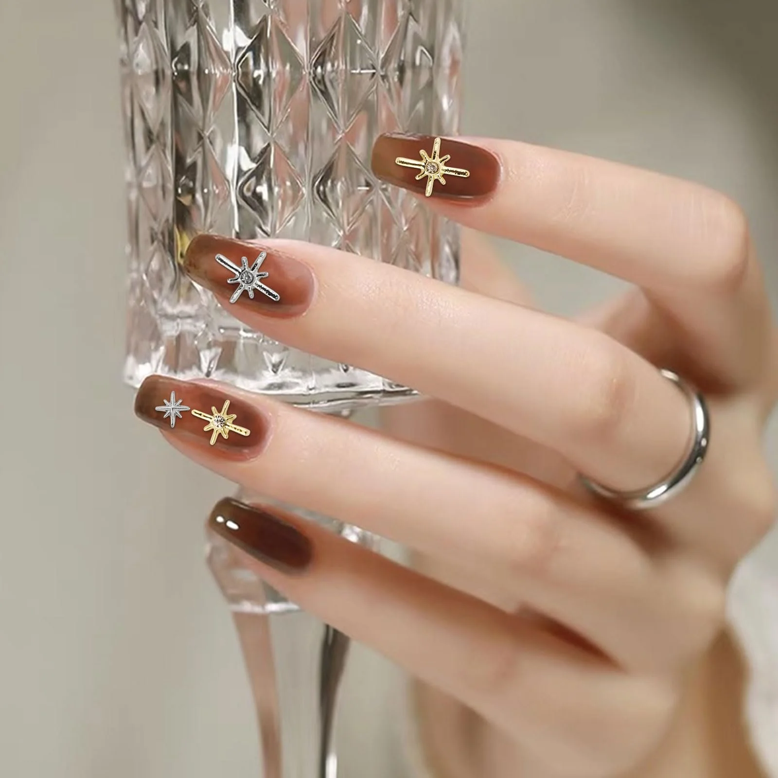 Украшения для ногтей Звезда (Золото, Серебро), Набор 60 шт., фото №6