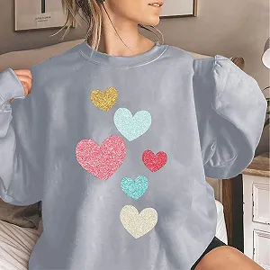 Женская флисовая куртка Толстовка с принтом ко Дню Святого Валентина, длинный рукав, круглый вырез, свободный верх synthetic.ua - Фото 1