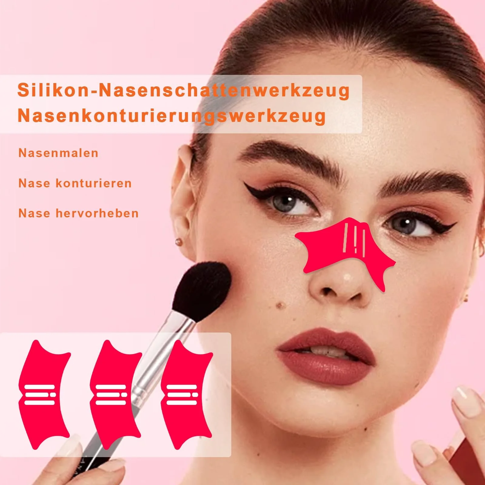 Інструмент Haierdidi Silicone Nose Shadow Eyeliner Stencils Багатофункціональний Червоний, фото №5 Інструмент Haierdidi Silicone Nose Shadow Eyeliner Stencils Багатофункціональний Червоний, фото №5