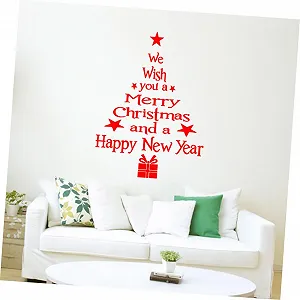 Наклейка на стіну OSALADI Різдвяна ялинка PVC Червона synthetic.ua - Фото 1