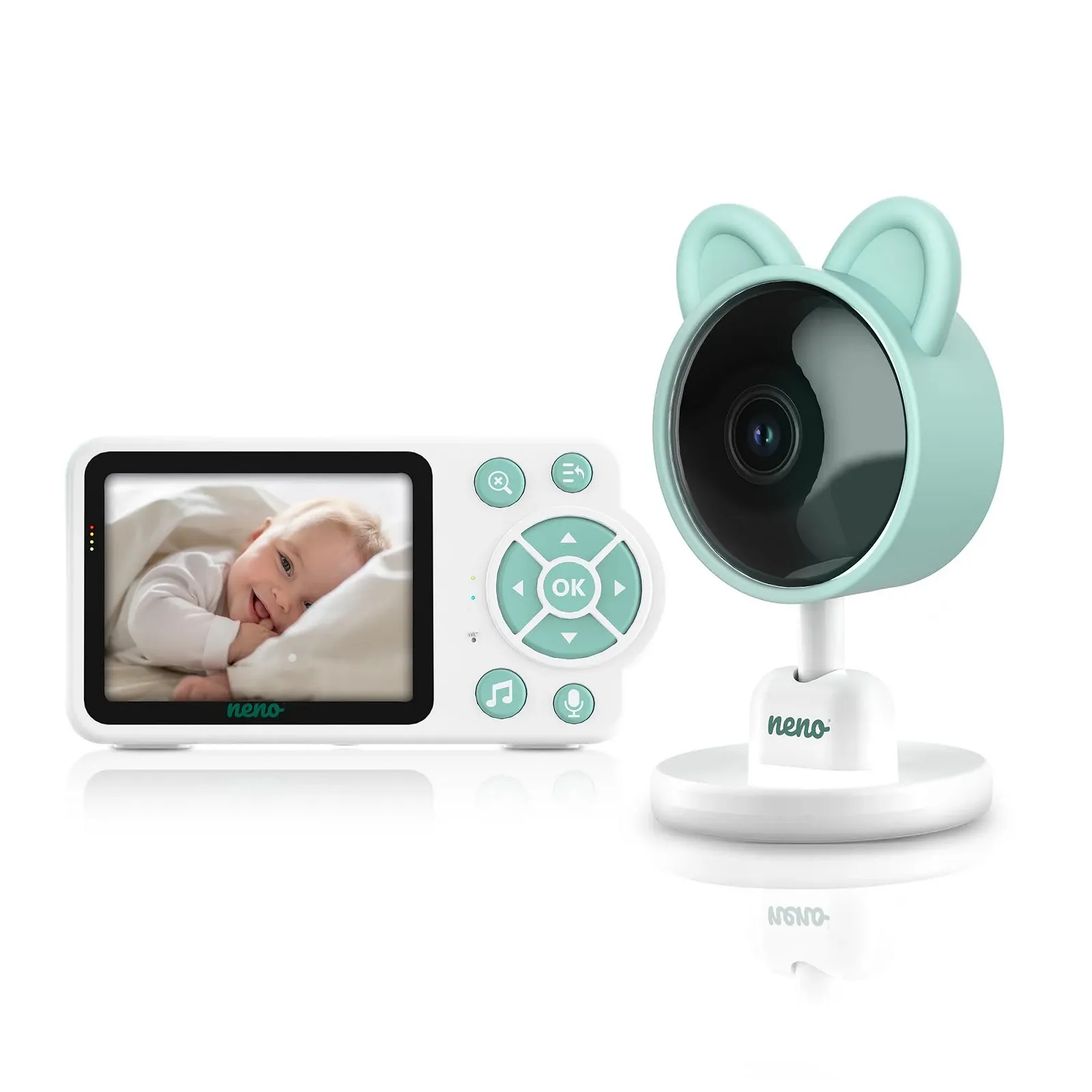 Відеоняня NENO Bambino 2.8 Inch 4X Zoom IR Night Vision VOX Temperature Sensor White/Mint, фото №1 Відеоняня NENO Bambino 2.8 Inch 4X Zoom IR Night Vision VOX Temperature Sensor White/Mint, фото №1