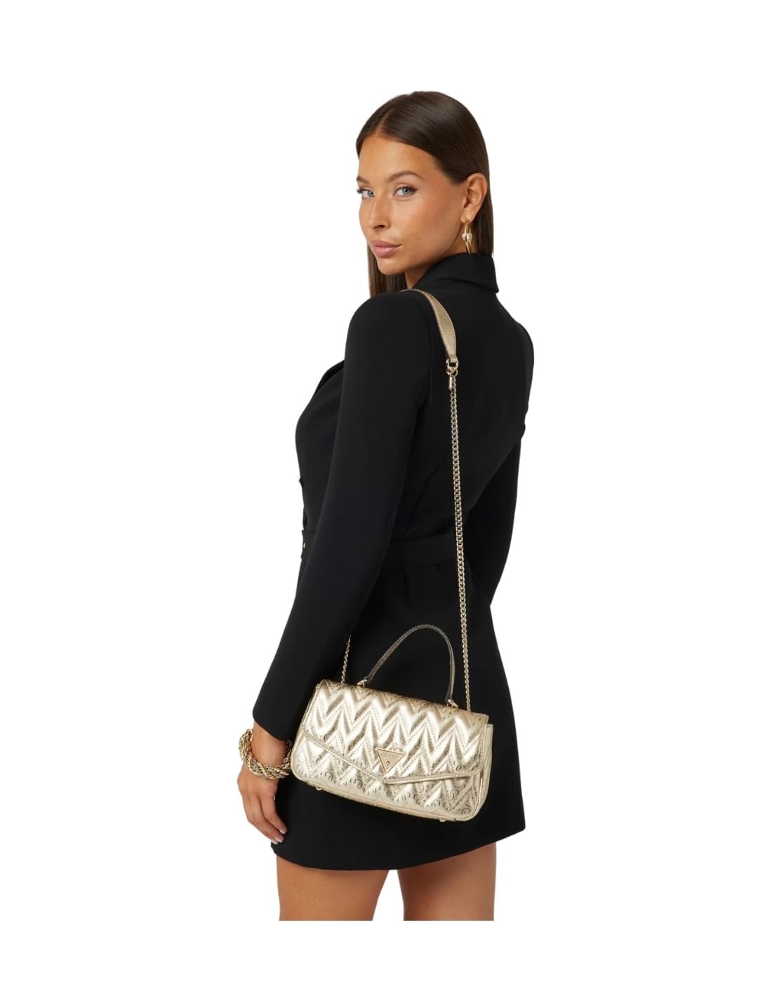 Сумка GUESS Adelard Convertible Xbody Flap Золотий, фото №3