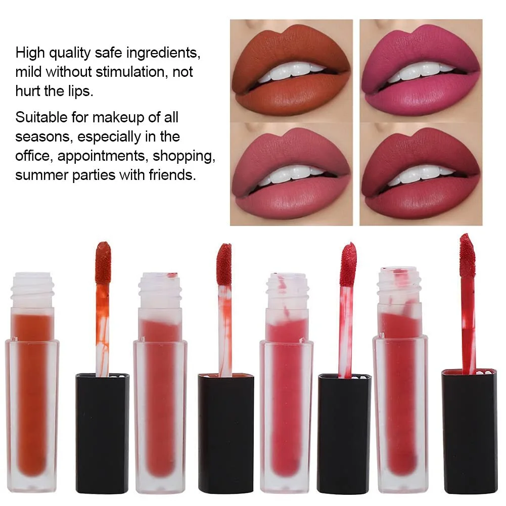 Набір матових блисків для губ, 4 шт., не липкий, зволожуючий, фото №8