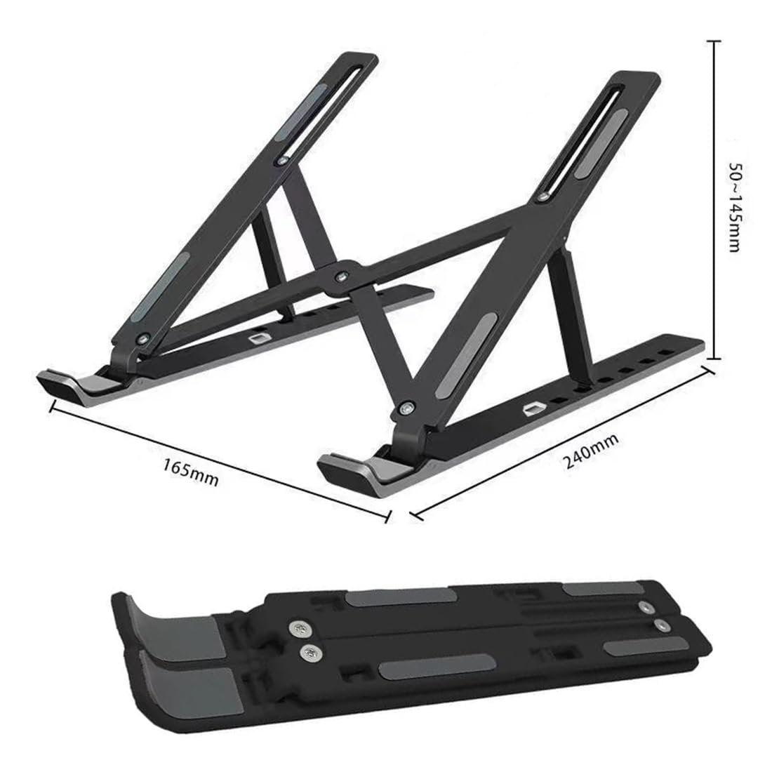 Підставка для ноутбука, складана, регульована по висоті, вентильована охолоджуюча, для ноутбуків 10-15.6 дюймів, фото №2