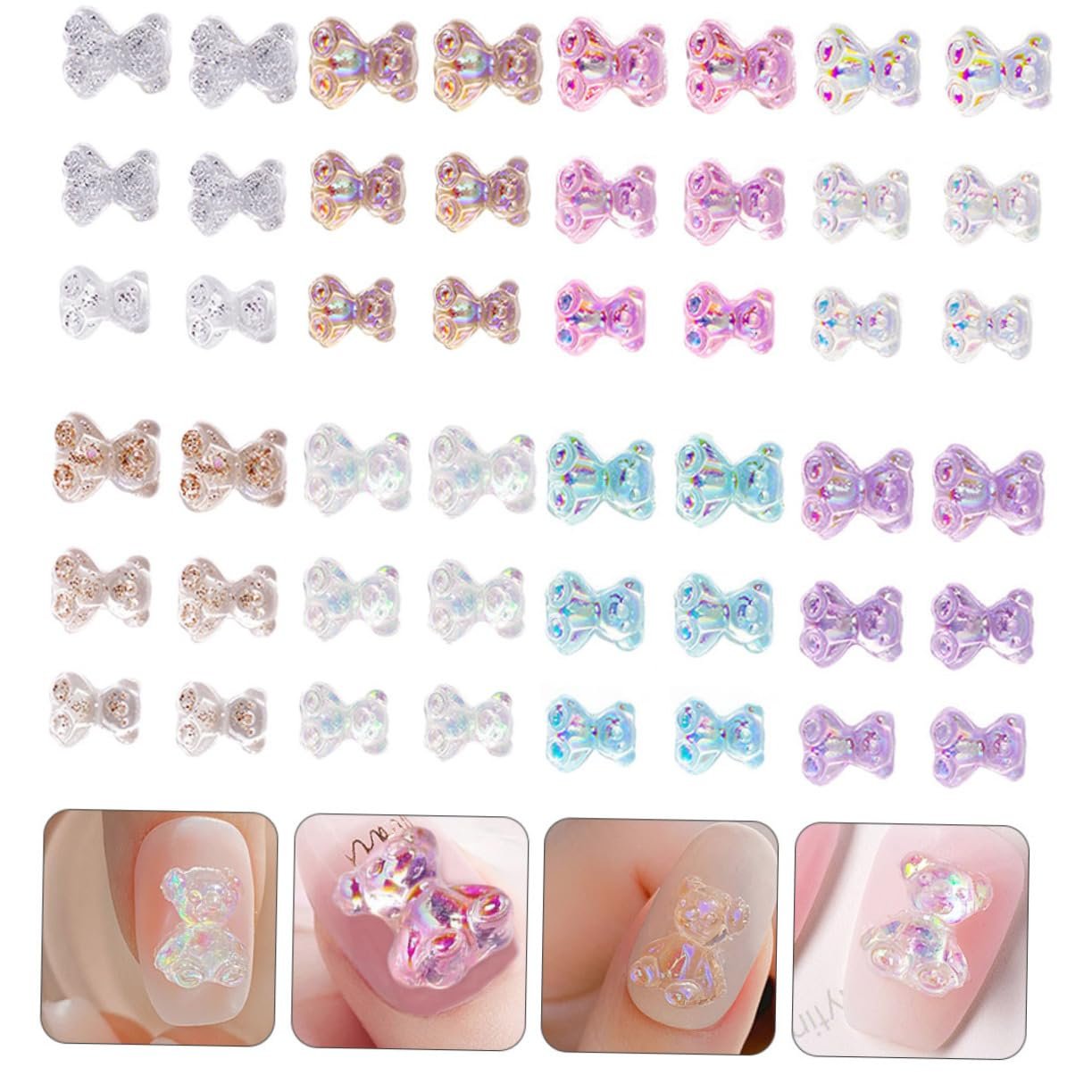 Украшения для ногтей в форме мишек Beavorty 100 шт. Набор маникюрных смоляных патчей, фото №9