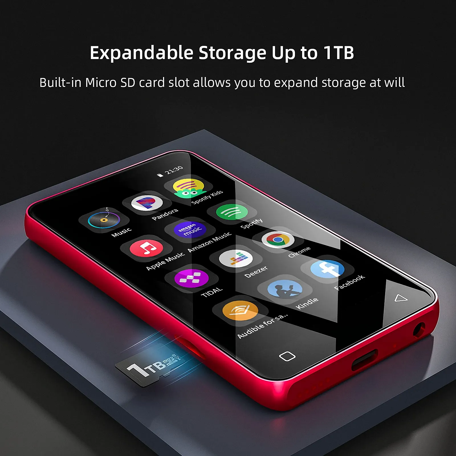 MP4 MP3 Плеер INNIOASIS G1 с Bluetooth и WiFi, 4-дюймовым сенсорным экраном, красный, фото №7