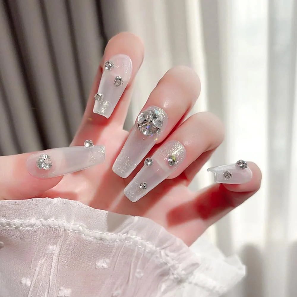 Кришталеві Стрази для Нігтів, Набір Різні Розміри, Міні, Білий Прозорий, фото №7