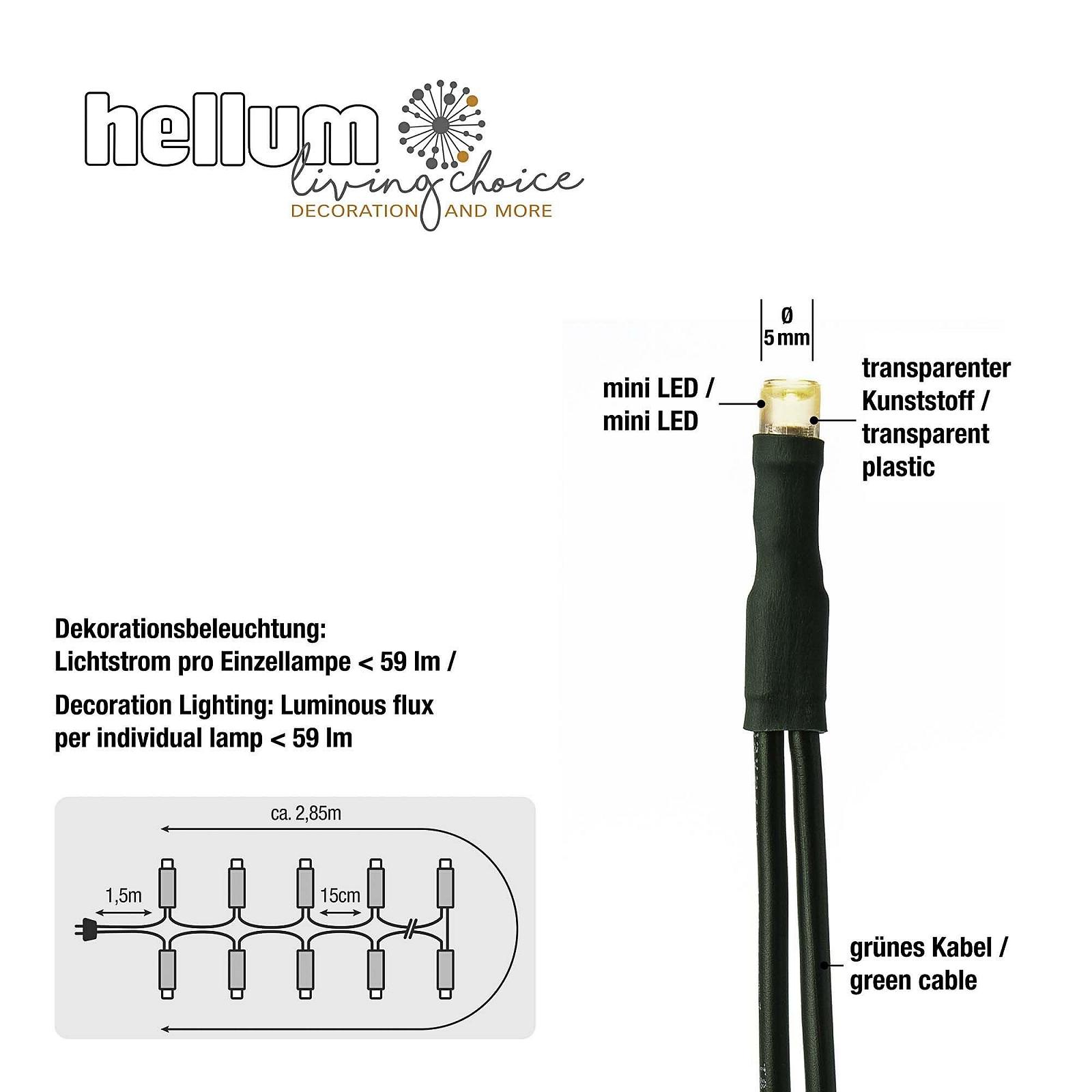 Гирлянда Hellum 579321, для использования в помещении, для елки, с вилкой и зеленым кабелем, 20 теплых белых светодиодов Classic, <59 лм, длиной 2,85 м, фото №5