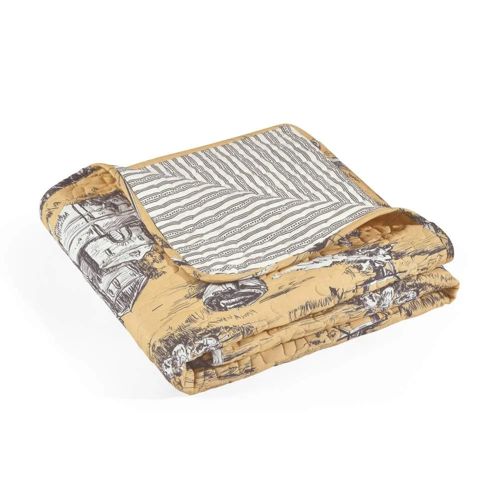 Покрывало Хлопковое Двустороннее Lush Decor French Country Toile Желтый/Серый, 152 x 127 см, фото №6