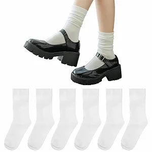 Носки Lusofie (3 пары) Женские хлопковые носки, без резинки, с широким поясом, для хлопка, носки до середины икры, удобная резинка, дышащие, комфортные, один размер - Фото 1