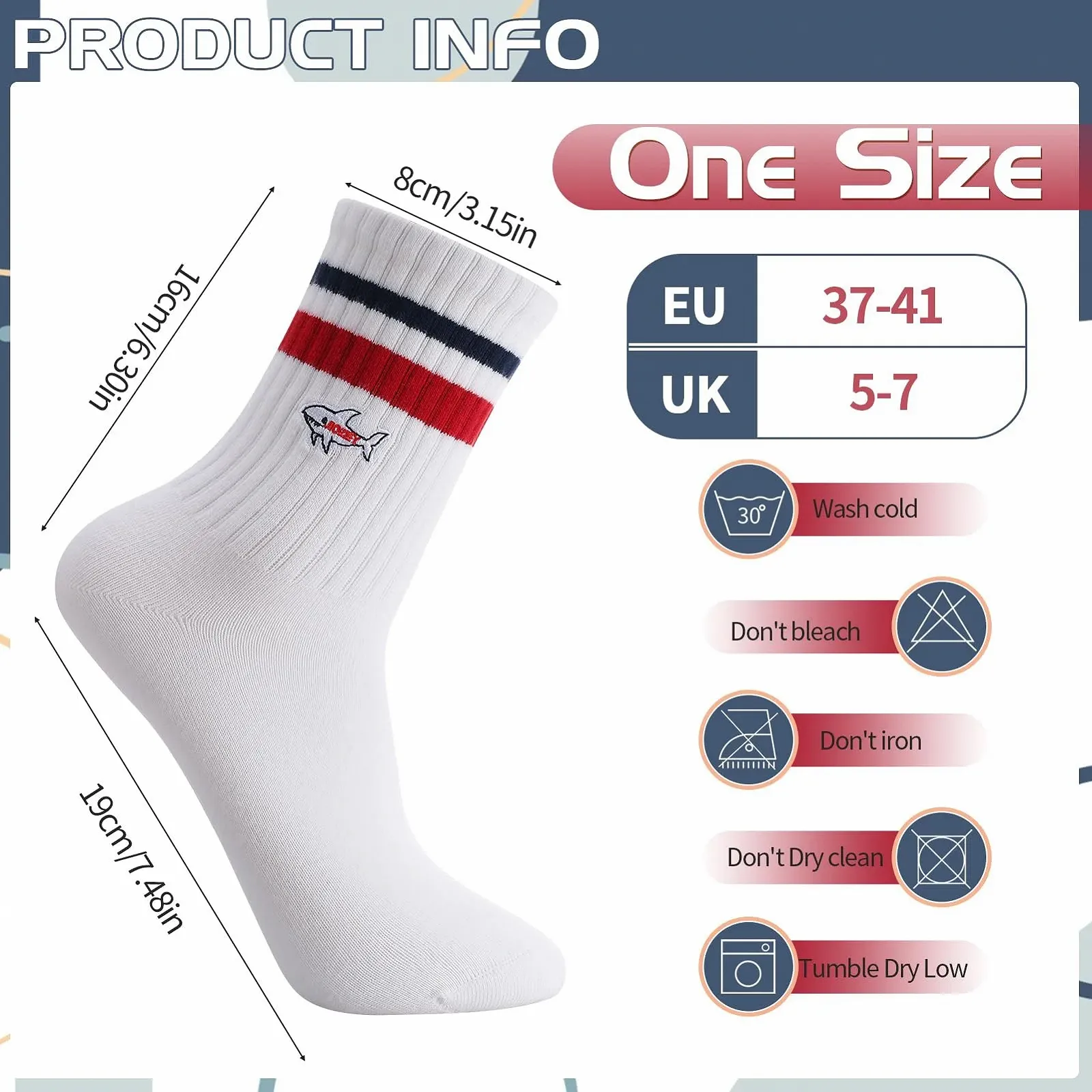 Тенісні шкарпетки з вишивкою, 4 пари, 39-43, фото №2