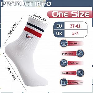 Теннисные носки с вышивкой, 4 пары, забавные носки с мотивом, 39-43, хлопковые белые спортивные носки в полоску с вышивкой акулы, подарки для мужчин и женщин synthetic.ua - Фото 1