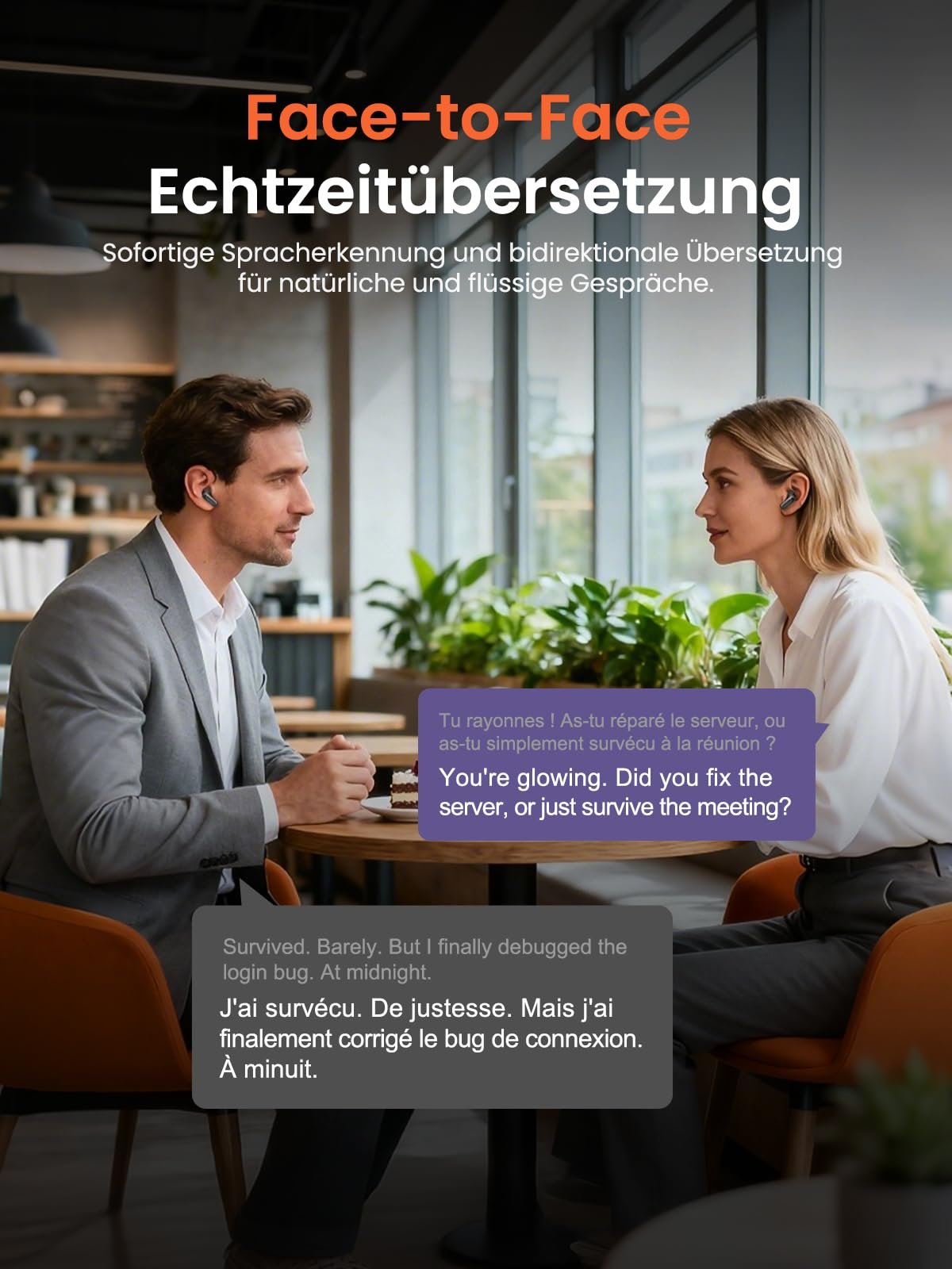 Навушники-перекладачі NE20, 3-в-1 для перекладу, 135 мов з додатком, 5 режимів, фото №2