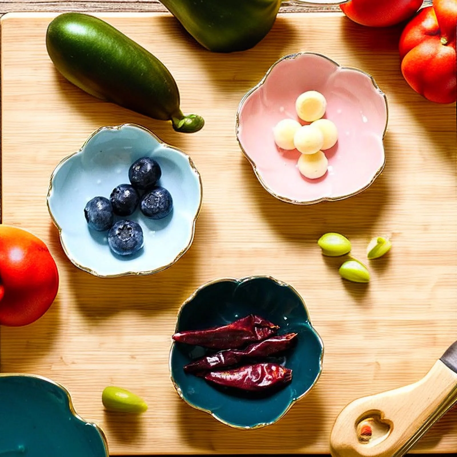 Миска Winlauyet Керамическая Набор Мини-мисок в форме сакуры 4 шт. Различные цвета, фото №6