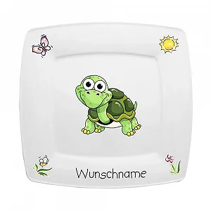 Детская тарелка Doriantrade Квадратная для завтрака Фарфоровая Черепаха - Фото 1