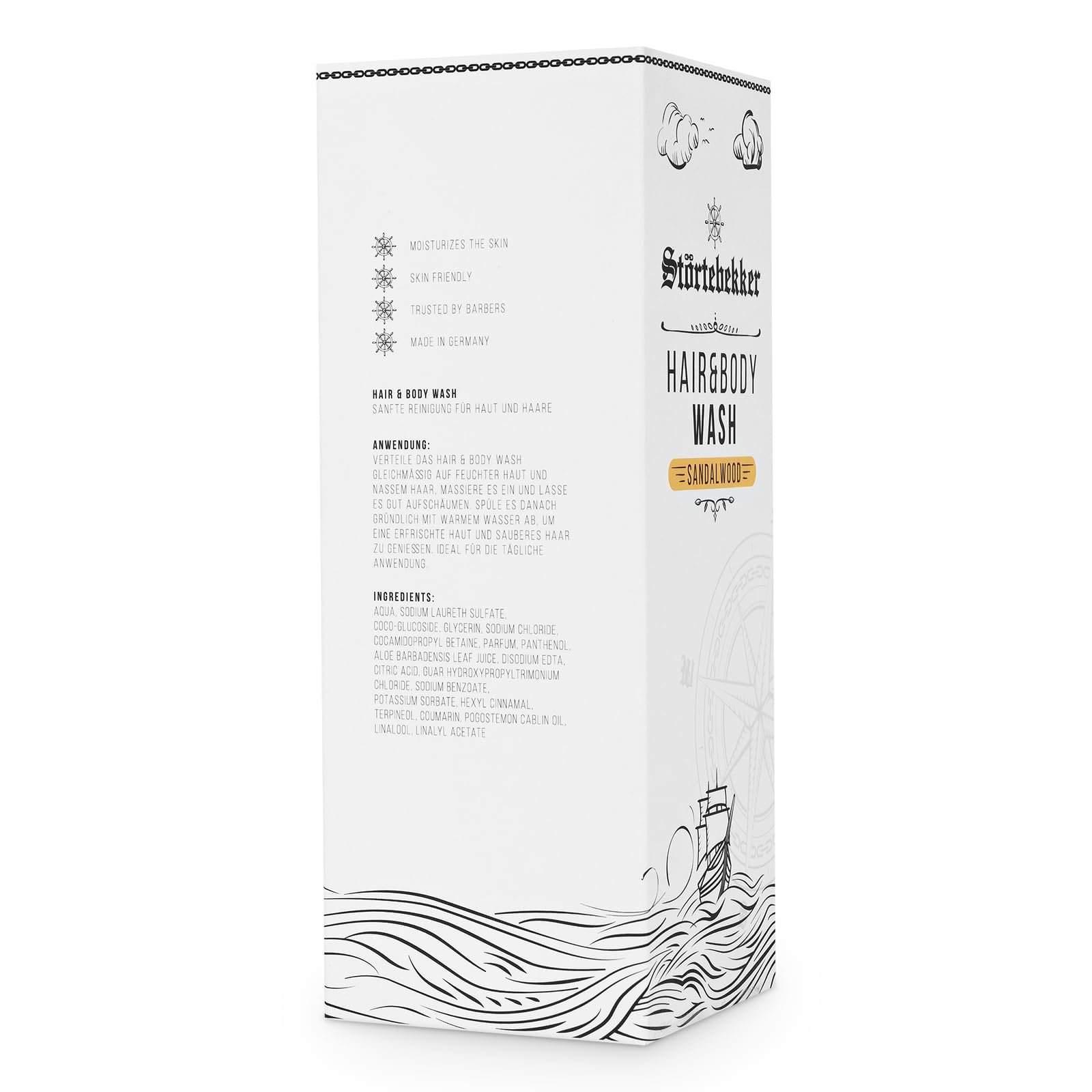 Гель для душу та шампунь Störtebekker Premium Hair & Body Wash Sandalwood 2-в-1 для чоловіків з алое вера 500 мл, фото №4