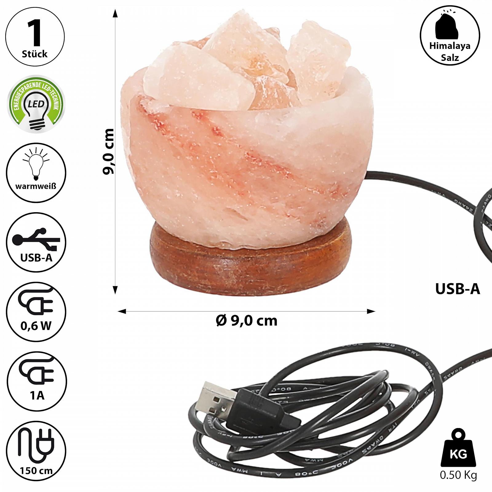 Солевая лампа Cepewa LED Гималайская соль USB-A MDF 9 см, фото №2
