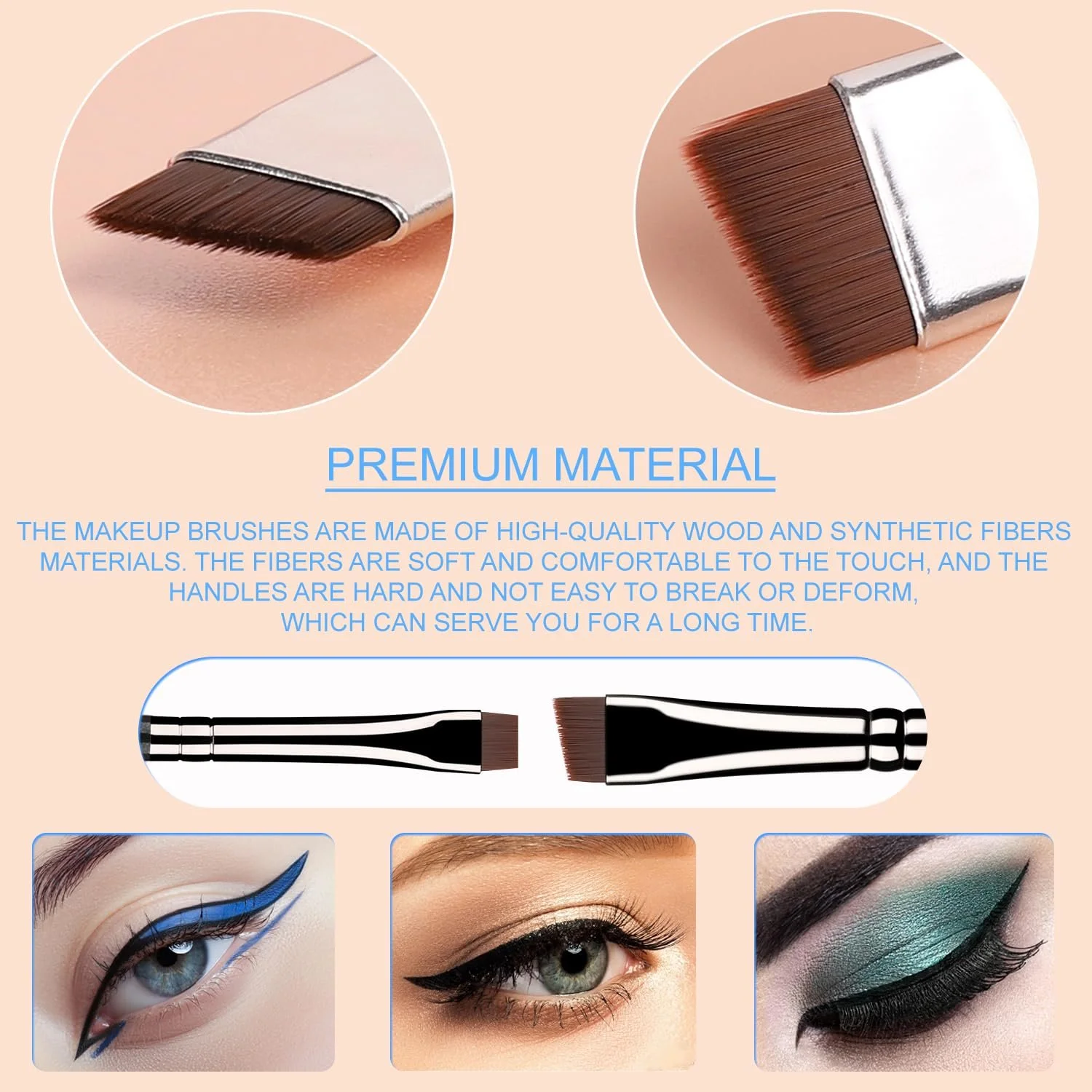 Кисти для подводки KINGMAS Fine Angled Premium 7 Pieces Gel, ультратонкая изогнутая форма, фото №4