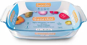 Противень для запекания Guardini прямоугольный с ручками боросиликатное стекло 30 x 20 x 6 см 2,0 л прозрачный/голубой synthetic.ua - Фото 1