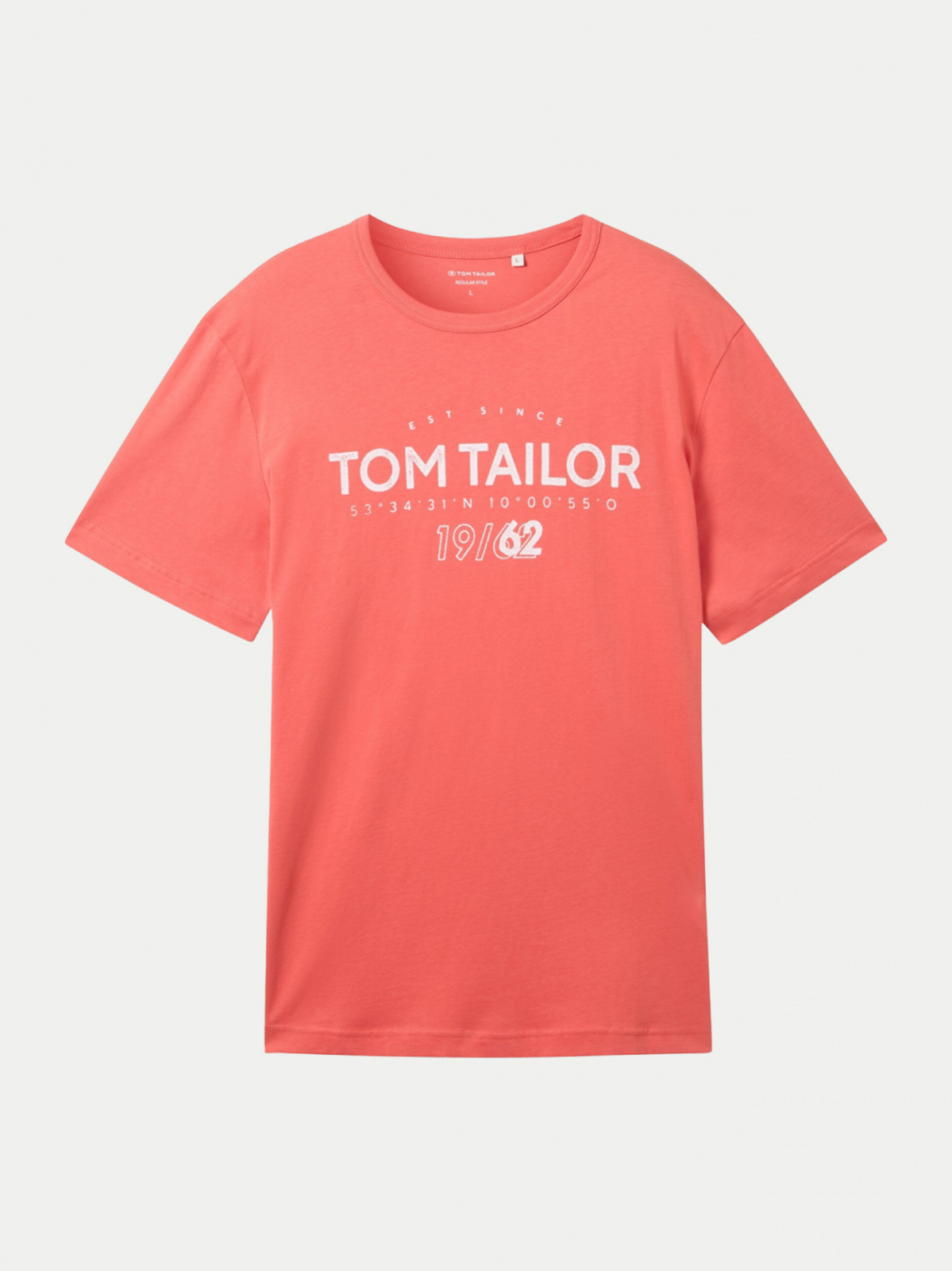 Футболка  mit Logo Print 1041871ХХ26202 Tom Tailor Кораловий L, фото №4
