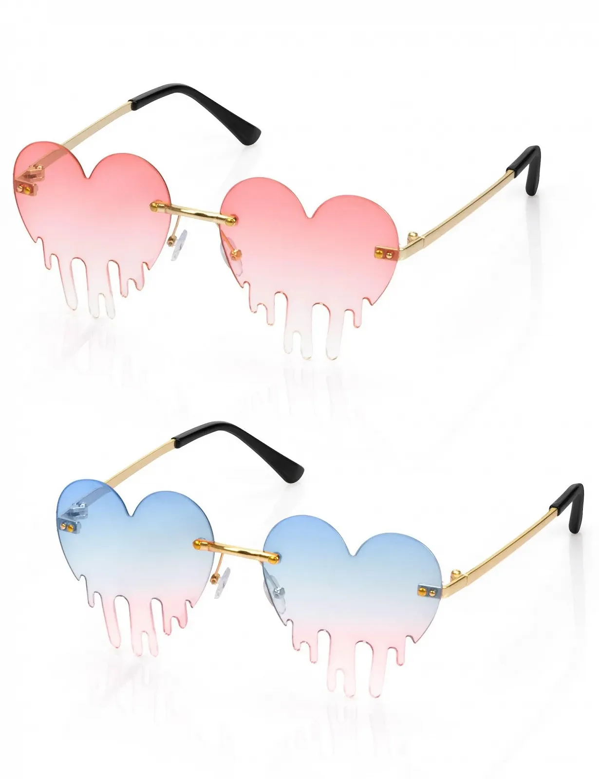 Солнцезащитные очки в форме сердца Becellen, 2 шт., разноцветные, фото №1