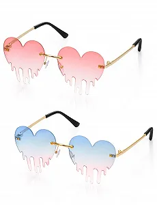 Сонцезахисні окуляри у формі серця Becellen, 2 шт., різнокольорові - Фото 1