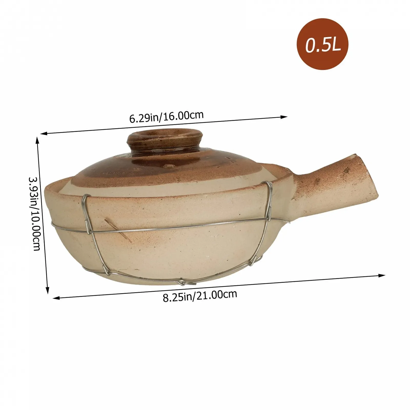 Горшок глиняный С ручкой и крышкой Термостойкий Многофункциональный для супов и риса, фото №4