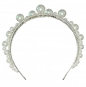 Обруч для волос с большими блестящими стразами и жемчужинами. - Фото 1